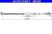 Neu - Ate 24.3727-0166.2 Seilzug, Feststellbremse FüR Vw