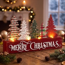 Traditional Christmas Decor, Lighted Tartan Plaid Christmas Tree