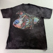 The Mountain T-shirt Adult L Black Tie-Dye Dog Dean Russo Pit Bull Love Rescue