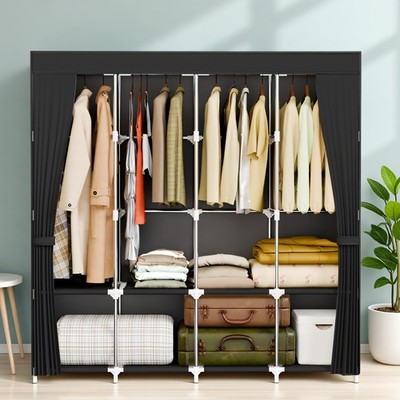 67'' Portable Clothes Storage Closet Organizer Wardrobe Rack Shelf Dustproof Home
