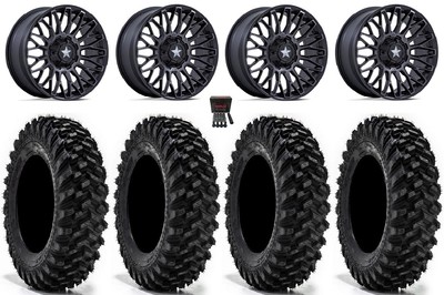 MSA Clubber 14'' Wheels Black DDT 34'' Warrior XT Tires Kawasaki Teryx Mule