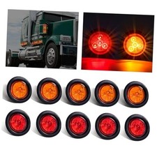 10Pack 5 Amber  5 Red 2" 4LED Round Trailer Side Marker Amber/Red - 4 LED