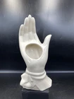 McCoy USA Pottery Lady Hand Vase White Planter 1940s Deco 8" tall