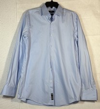 HUGO BOSS Slim Fit Easy Iron Stretch Cotton Blue Dress Shirt Sz 16.5
