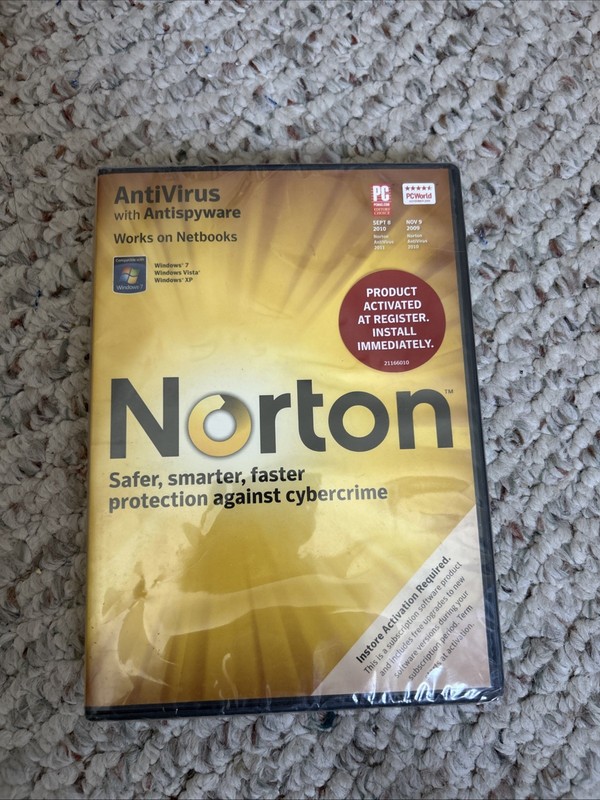 Norton Antivirus Antispyware Internet Security Windows 7 Vista XP New Sealed