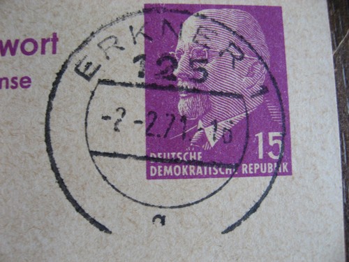DDR: PK "Ulbricht" Nr. P 74 mit Antwortteil, gelaufen Zwickau/Erkner und zurück - Bild 10 von 12