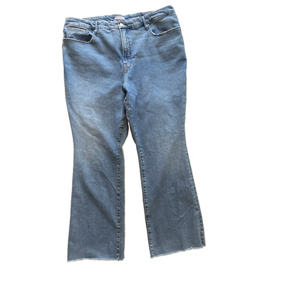 Good American Jeans Size 22 High Rise Raw Hem Blue Normcore Stretch Denim Pants