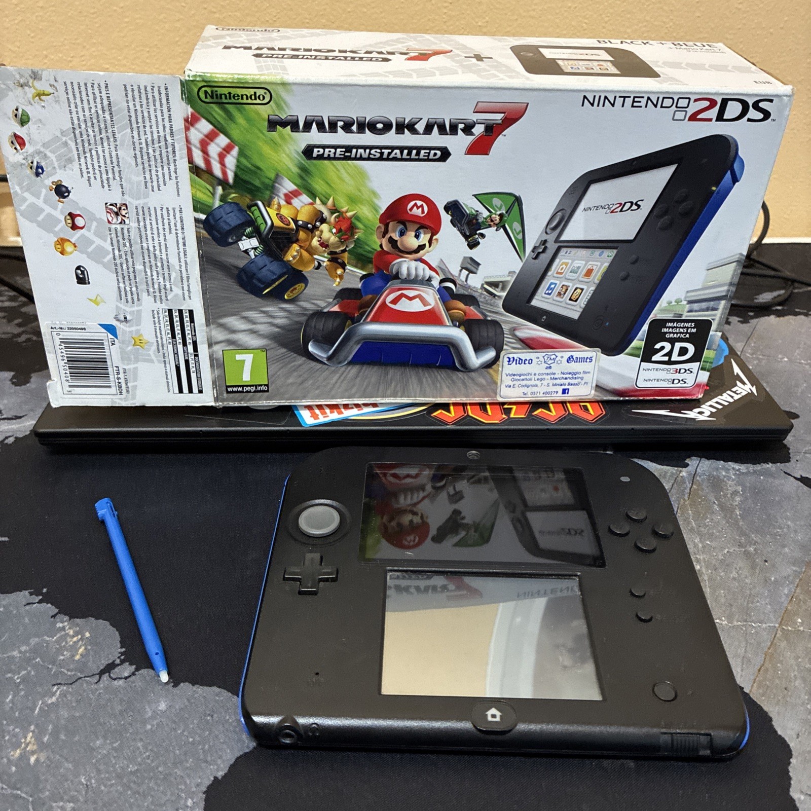 Console Nintendo 2DS Blu e Nero con SCATOLA + Mario Kart 7