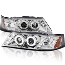 for Nissan Sentra 200SX 1995 1999 Halo LED Chrome Projector Headlights Pair
