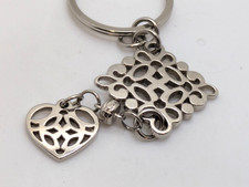 Heart Charm Silvertone Metallic Keyring