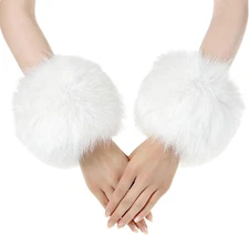 Faux Fur Arm Warmers Wrist Cuffs Winter Furry Hand Warmers for Cold Weather Part
