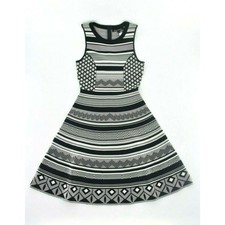 Jealous Tomato Black White Gray Sleeveless A-Line Knit Sweater Dress S