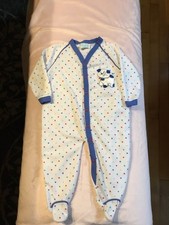 1990s Vintage Baby Gro Footed Pajama Sleeper Polka Dot Puppy Dog Large