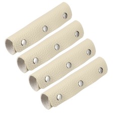 4 Pcs Leather Luggage Handle Wraps Pebbled Texture Silver Buckle, Beige