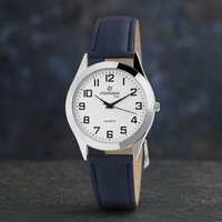 Classique Uhr Herren Armbanduhr MäNner Analog Quarzuhr Kunstlederarmband Blau