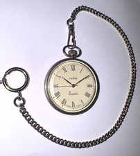 schöne Taschenuhr ruhla Quartz made in GDR Batterie Vintage Antik mit Kette