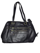 Great American Leather Works Black Pebbled Shoulder/Handbag Zippered Medium NWOT