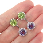 925 Sterling Silver Real Topaz Peridot Amethyst Interchangeable Jacket Earrings