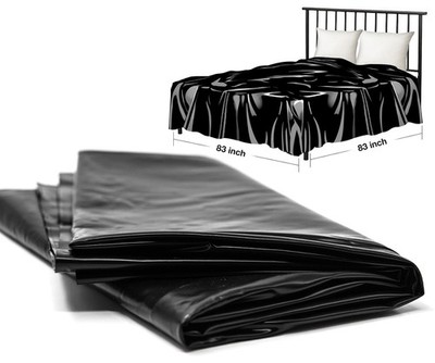 Waterproof PVC Bed Sheet Black for Adults Bed Mattress Cover for Couples