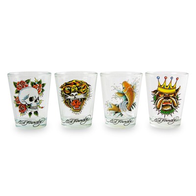 Ed Hardy Tattoo Klassische 2-Unzen Mini Schnapsgläser | Set Von 4