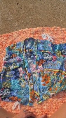 Anthropologie Floral Tie-Neck Button Down Viscose Shirt size small
