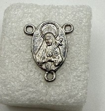 Rosary Centerpiece Silver Tone Jerusalem Cross Saint Mary Connector 1"