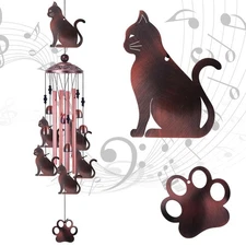 Cats Wind Chimes Outdoor/Indoor Decor - 36 Inch Metal Musical Wind Bells, Mob...