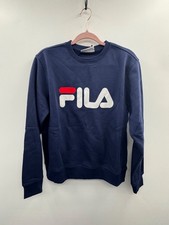 Fila Classic Sweatshirt Womens Medium Navy Graphic Fleece Lined Long Sleeve NWT