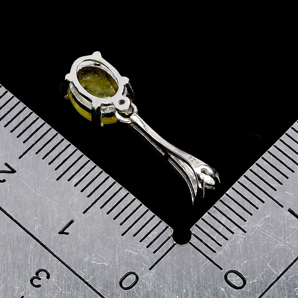 925 Pendente Argento Sterling Ovale Giallo Zaffiro 8x6mm Zaffiro Gemma Gioielli - Immagine 3 di 4