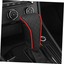Leather Car Gear Shift Knob Cover, Universal Non Slip Wear 1 PC Black  Red