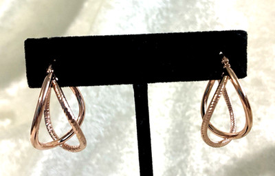DAVID MARKSTEIN 18K ROSE GOLD-PLTD BRONZE DELUXE DBL CURVED HOOPS (M4921-52)