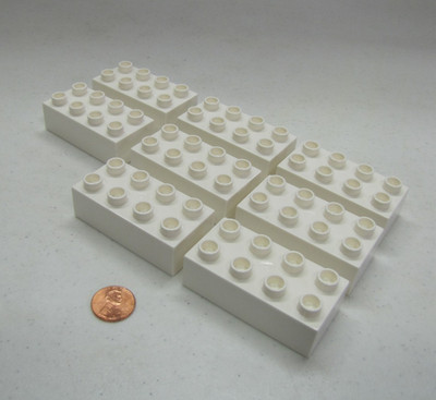 Lego Duplo Block White 2X4 Brick 8 Blocks Lot House Town Building Castle