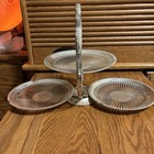 Vintage Silverplate Folding Tidbit Dessert Tray 3 Plates Made in England — photo 1
