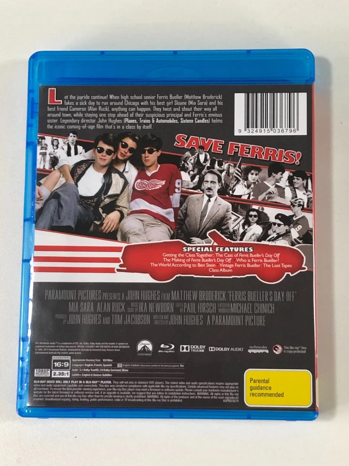 Ferris Bueller's Day Off (Blu-ray, 1986 Region B) Mathew Broderick - image 2 of 2