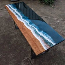 Ocean Resin Epoxy River Dining Center Side Coffee Table Top Handmade Interior 