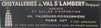 REKLAME CRISTALLERIES DU VAL SAINT LAMBERT VASE BELGIEN VON 1935 FRANZÖSISCHE ANZEIGE PUB