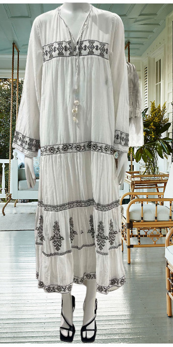 ZARA White Cotton Embroidered Voluminous Maxi Dress Size M | eBay