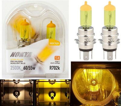 Nokya 2500K Yellow H4H R702K Nok7639 60/55W Two Bulb Head Light Replace JDM Lamp