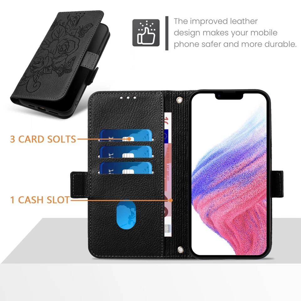 For Moto G Power/G Pure/G Play/G Stylus 5G4G Rose Pattern Flip Stand Wallet Case - Image 3 of 4