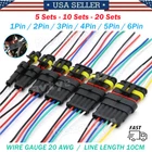5/10 Sets Car Automotive Waterproof Electrical Wire Connector Plug 2/3/4/5/6 Pin