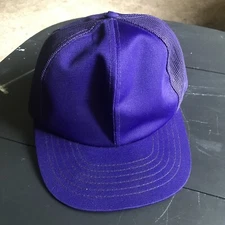 Vtg SnapBack Trucker Hat  Flat Brim Purple Plain Blank
