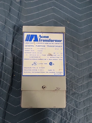 ACME Transformer T-2-53007-S 240/480V 50/60Hz 1 Phase.                     