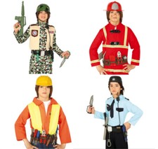  Kids Dress Up Play Sets Fancy BELTS WEAPONS TOY Builder Soldier Police Fireman 