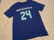 NFL Youth Size Large 14/16 Seattle Seahawks 24 Blue Cotton T Shirt Gently Worn