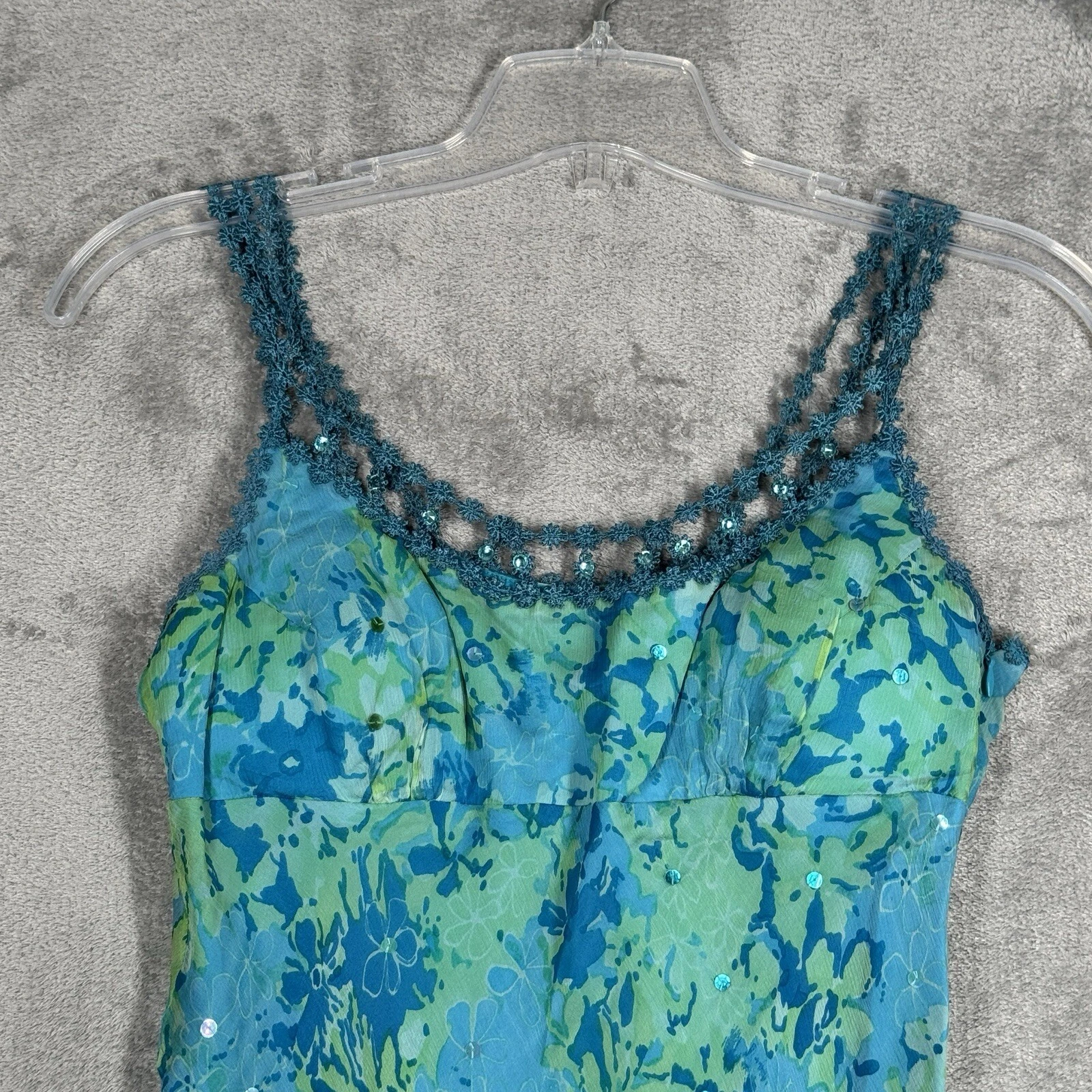 UNDERCOVER Abito M donna 4 fiori blu verde floreale colorato boho fata contadina Y2K