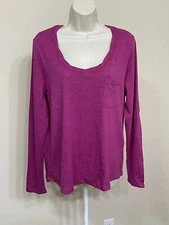 Social Standard by Sanctuary Women's Dark Pink Scoop Neck Long Sleeve T-Shirt L