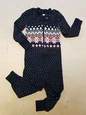 NWT HANNA ANDERSSON BLACK FAIR ISLE ORGANIC ZIPPER SLEEPER PAJAMAS 90 3T