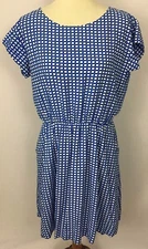 GAP Blue White Geometric Print Short Sleeve Shift Shirt Dress Size M