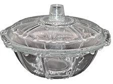 Vintage Clear Glass Oyster & Pearl Covered Candy Dish With Lid KIG Indonesia