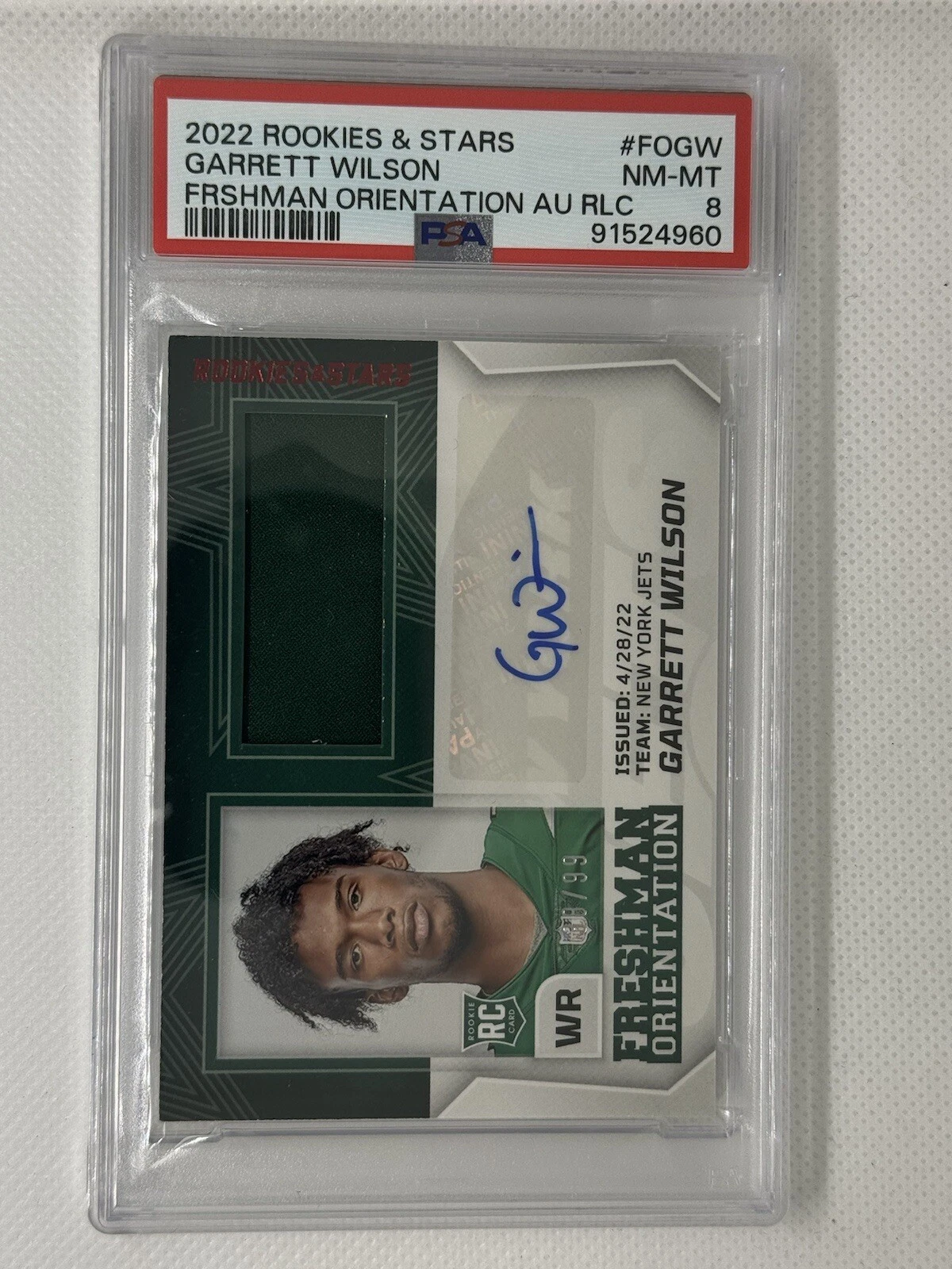 Garrett Wilson Panini Rookies & Stars Freshman Orientation Autograph Relics #FOGW Base